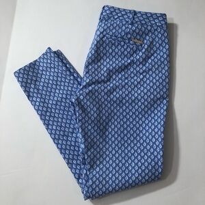 Michael Kors Blue Print Flat Front Pants Size 2